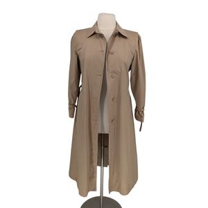 London Fog Belted Mid Length Trench Coat Tan Size 14R classic preppy spring fall